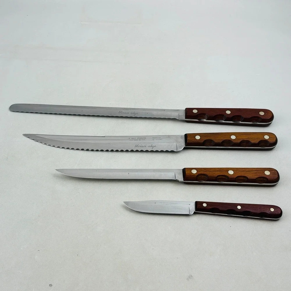 Case Cutlery 4 Knife Set Miracl-Edge Stainless Wood Paring Boning Carving Bread
